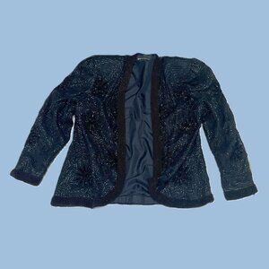 Women's Nite Line Black Beaded Jacket size L